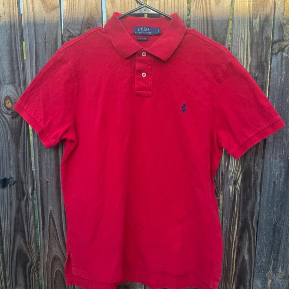 Polo Ralph Lauren Men's Red Custom Fit Polo Shirt L